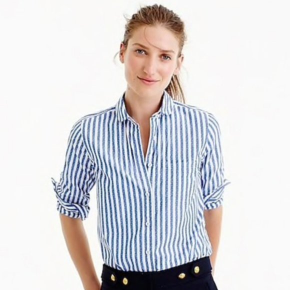 J. Crew Tops - J. Crew Club Collar Boy Shirt Jacquard Stripe 6